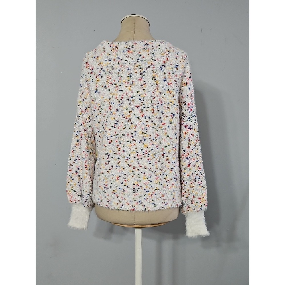 CeCe Women's Speckled Rainbow Confetti Bishop Sleeve Sweater Small - Picture 6 of 10